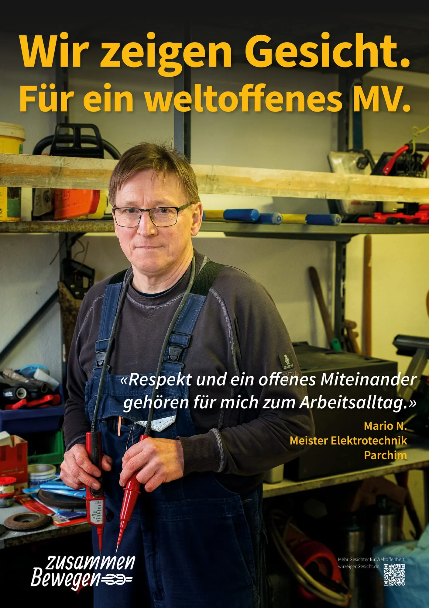 Plakat: «Respekt und ein offenes Miteinander gehören für mich zum Arbeitsalltag.» — Parchim