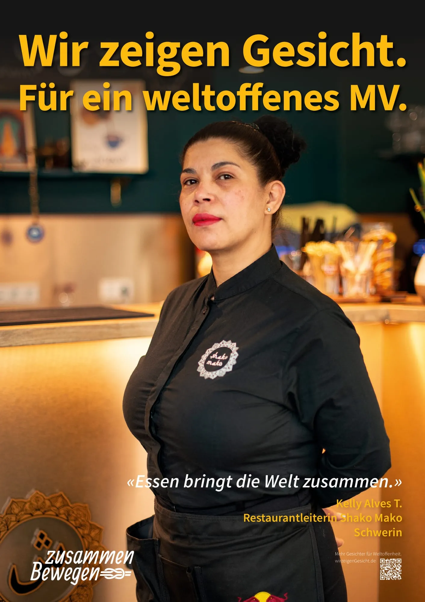 Plakat: «Essen bringt die Welt zusammen.» — Schwerin